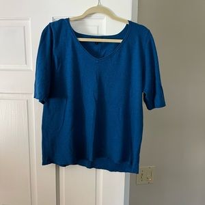 Eileen Fisher Cashmere Wool Blend Short Sleeve Sweater Size XL